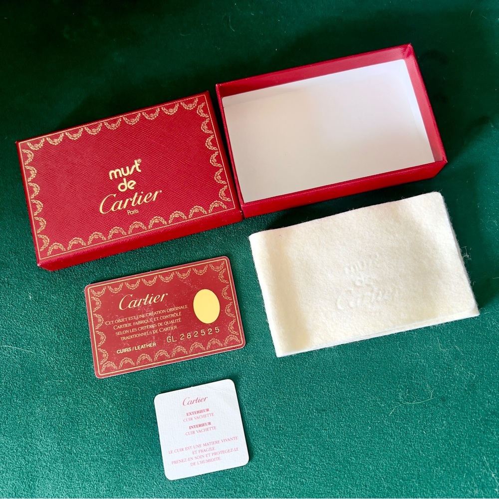 CARTIER Leather Goods Box 4.60x3.10x1.10”+Wrapping Cloth+Certificate+Card